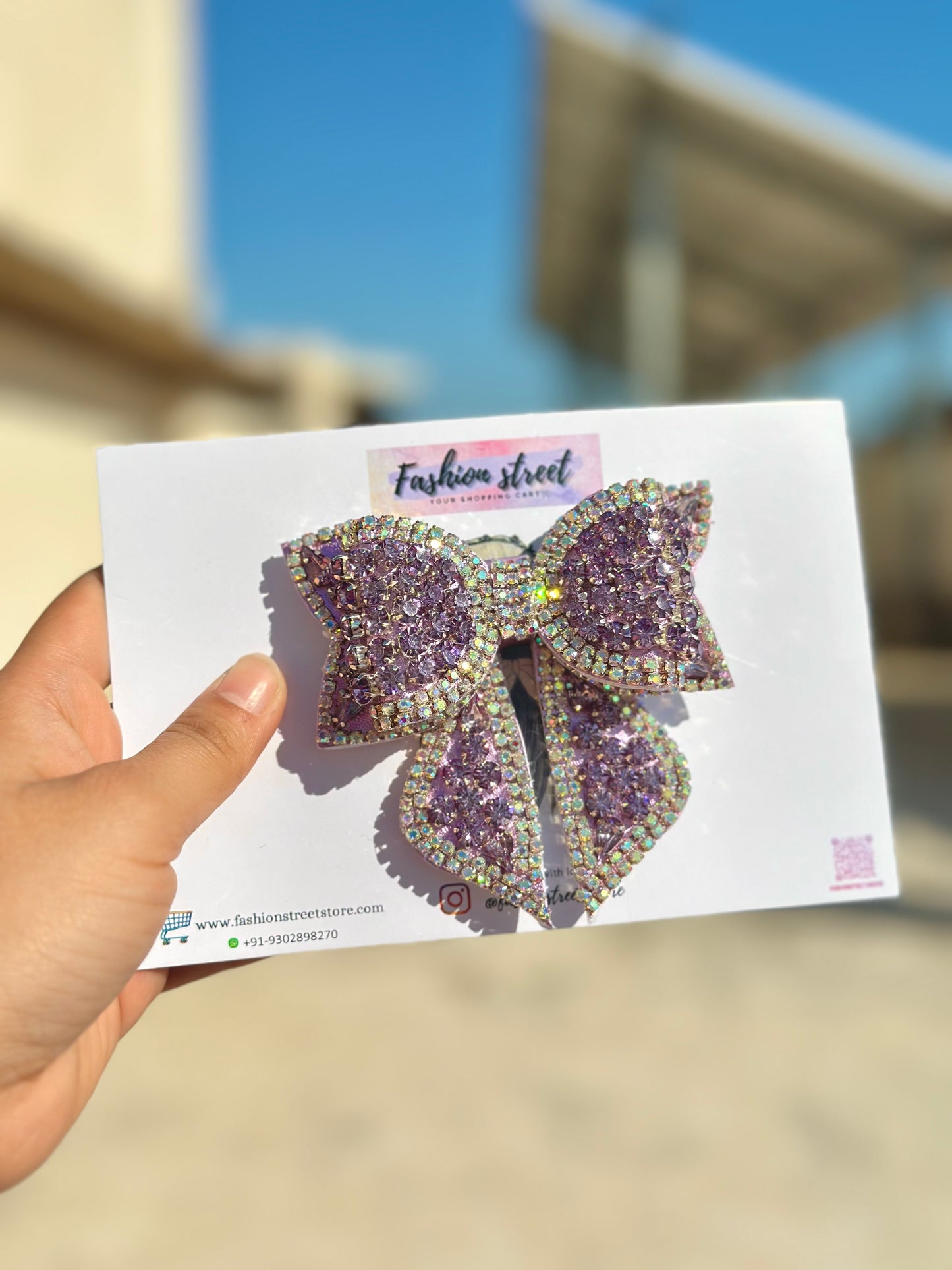 Moonlit Lavender - Bejewelled Bow