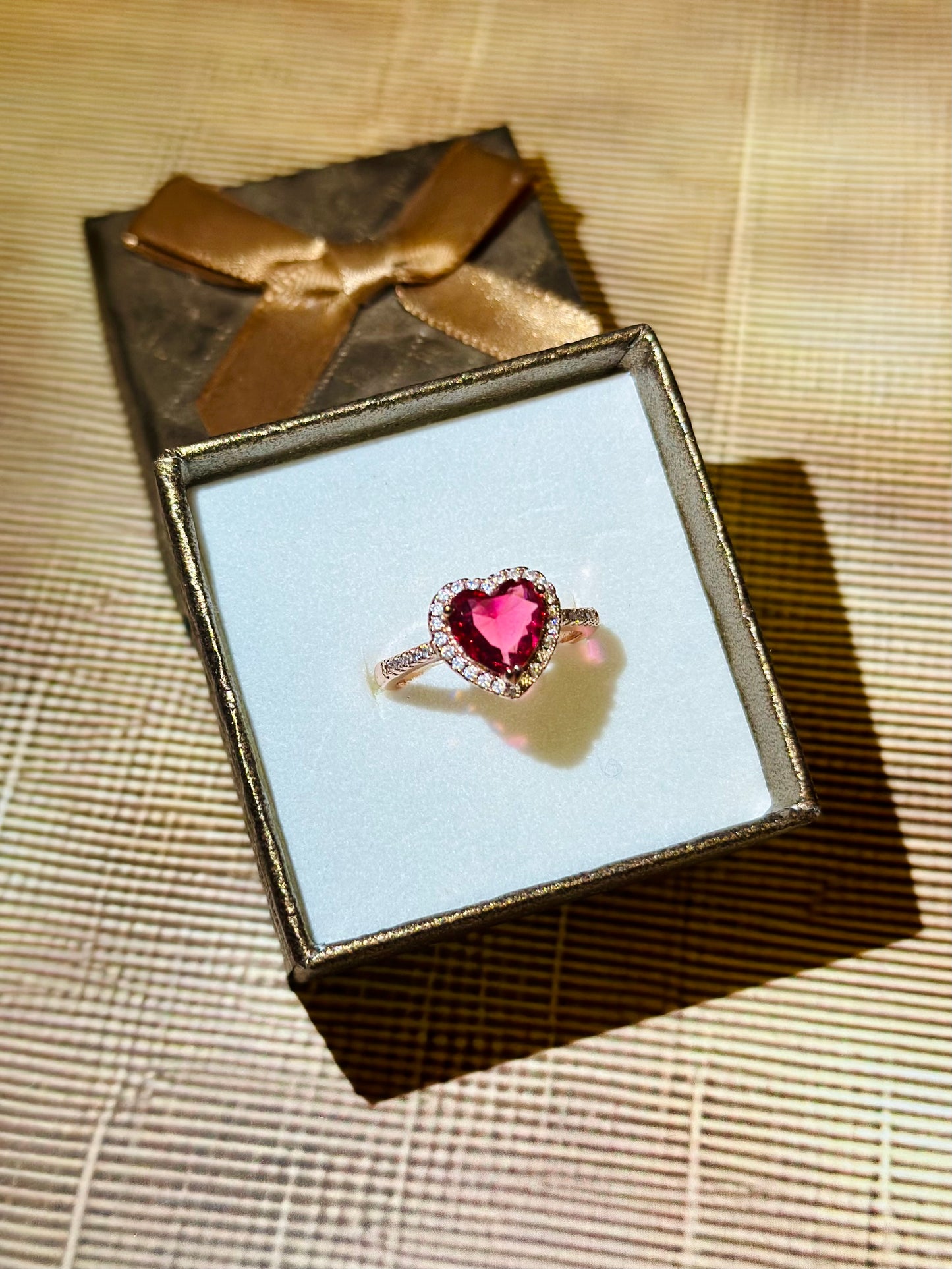 Rose Quartz - heart ring