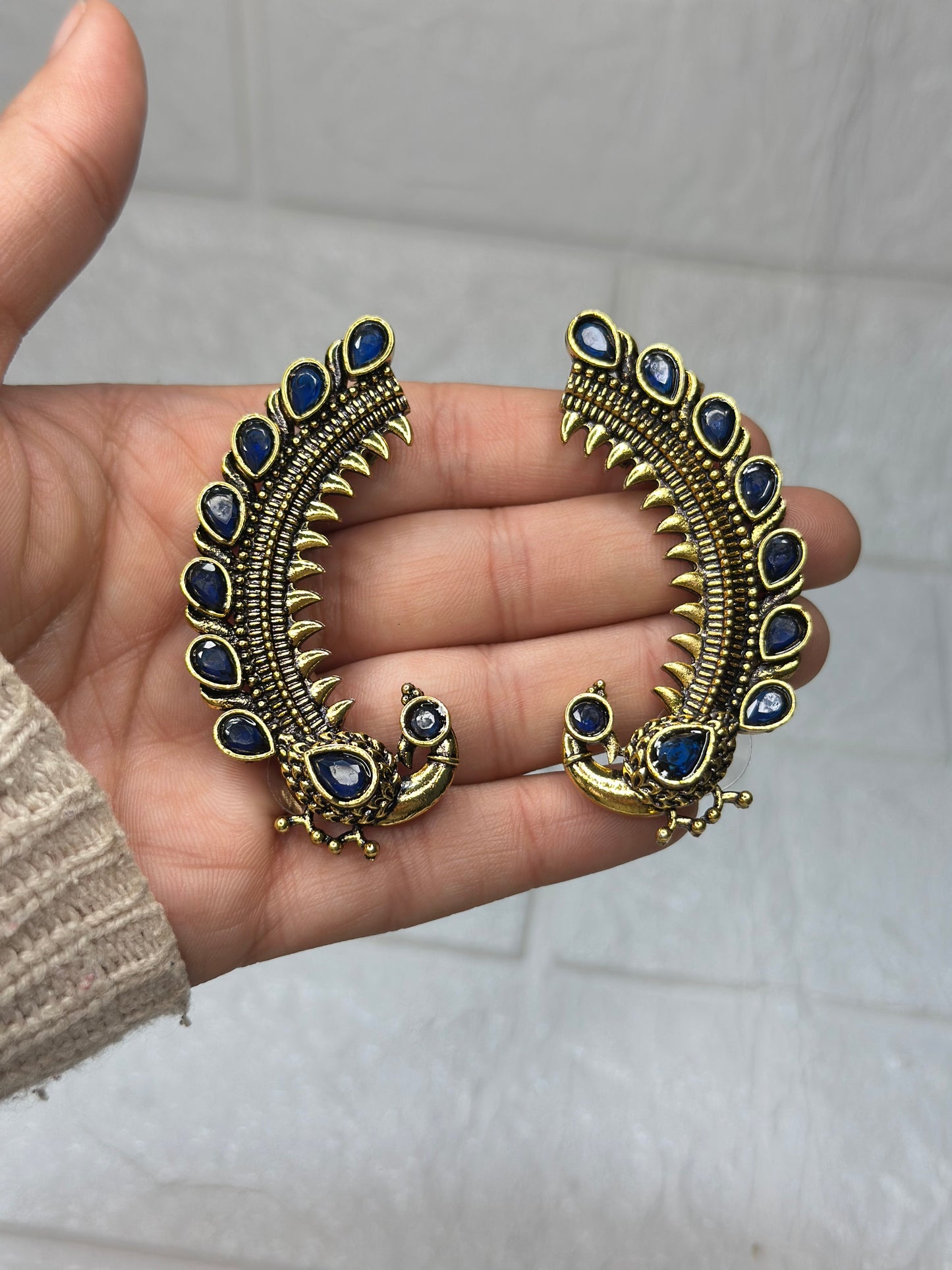 Blue Kashmiri earcuffs