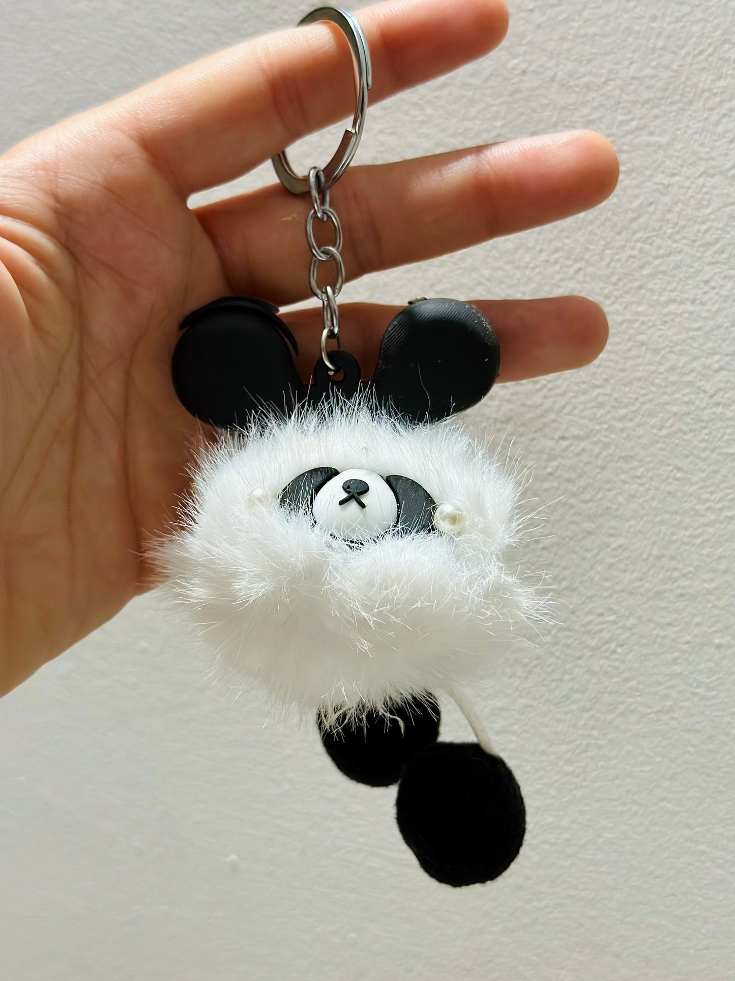 Fur panda keychain