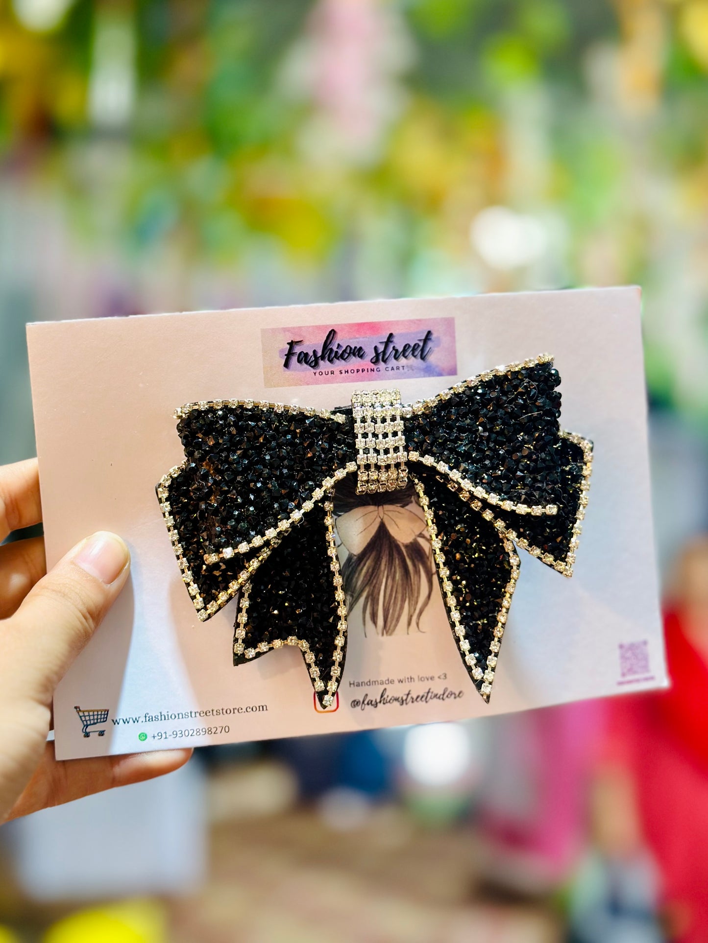 Lucia - The Black Bejewelled Bow