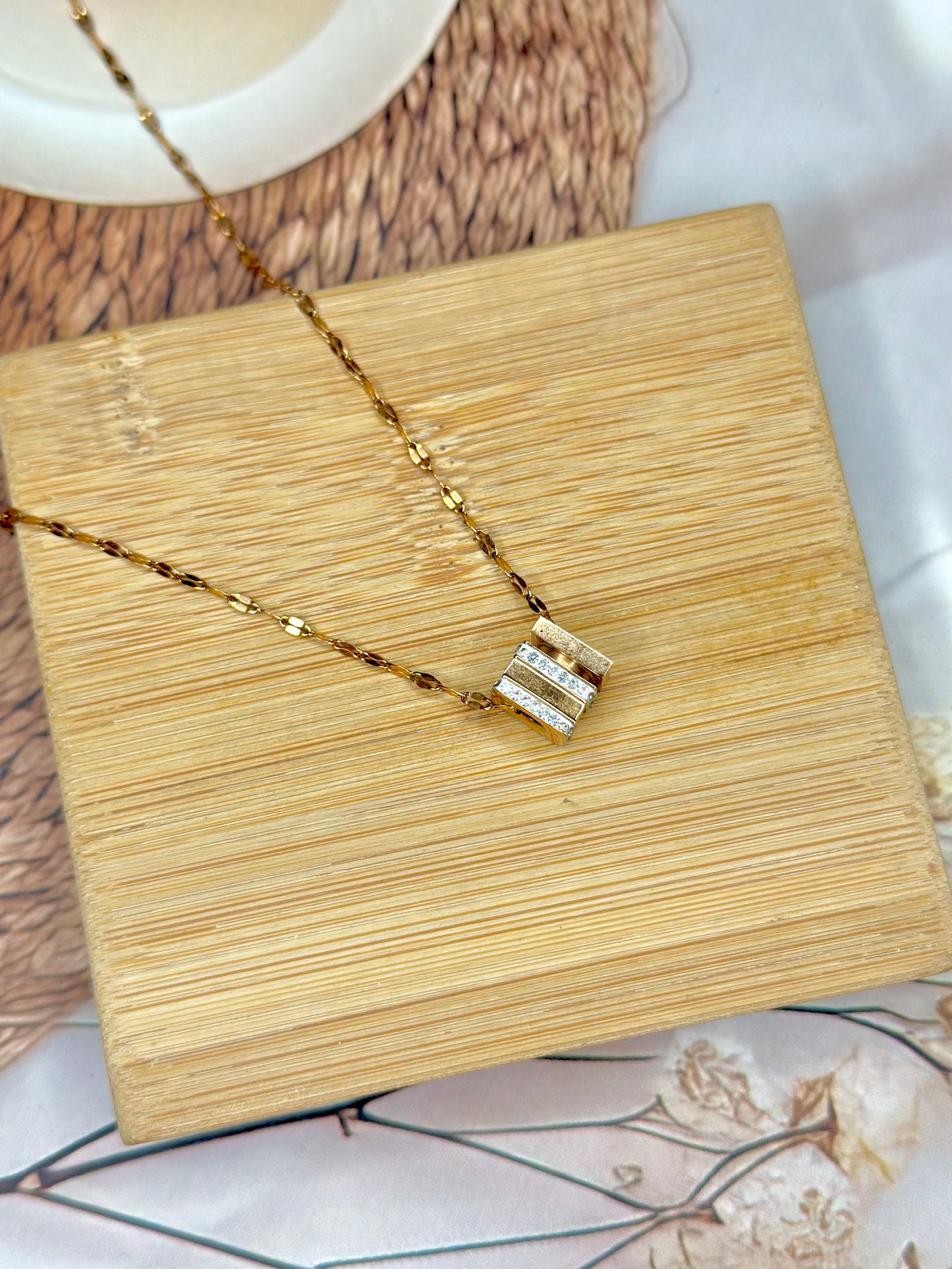 Triple layer brick Necklace