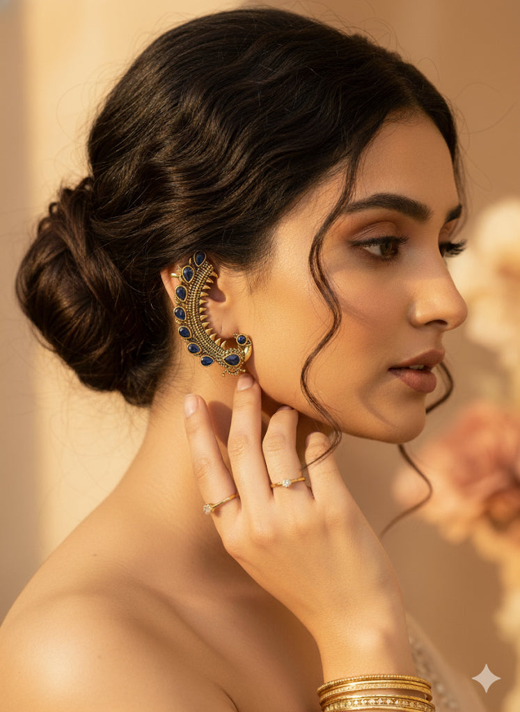 Blue Kashmiri earcuffs