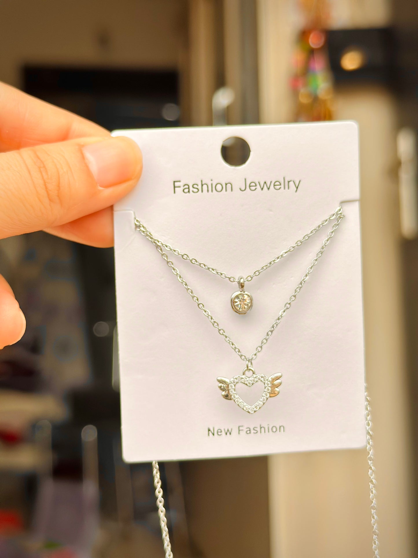 Angel wings double layer chain