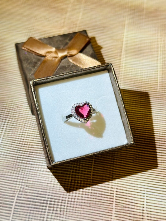 Rose Quartz - heart ring