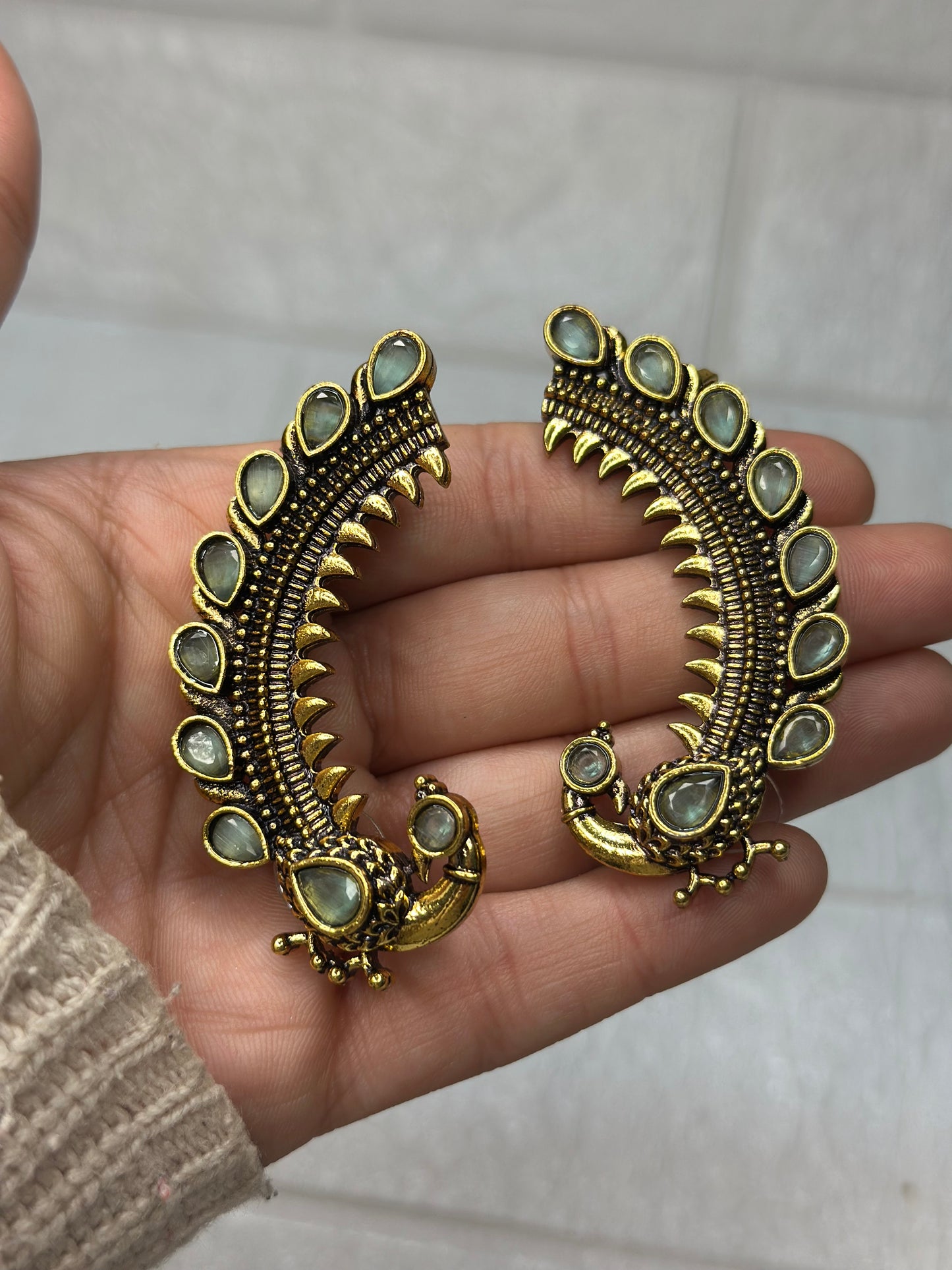Mint Kashmiri earcuffs