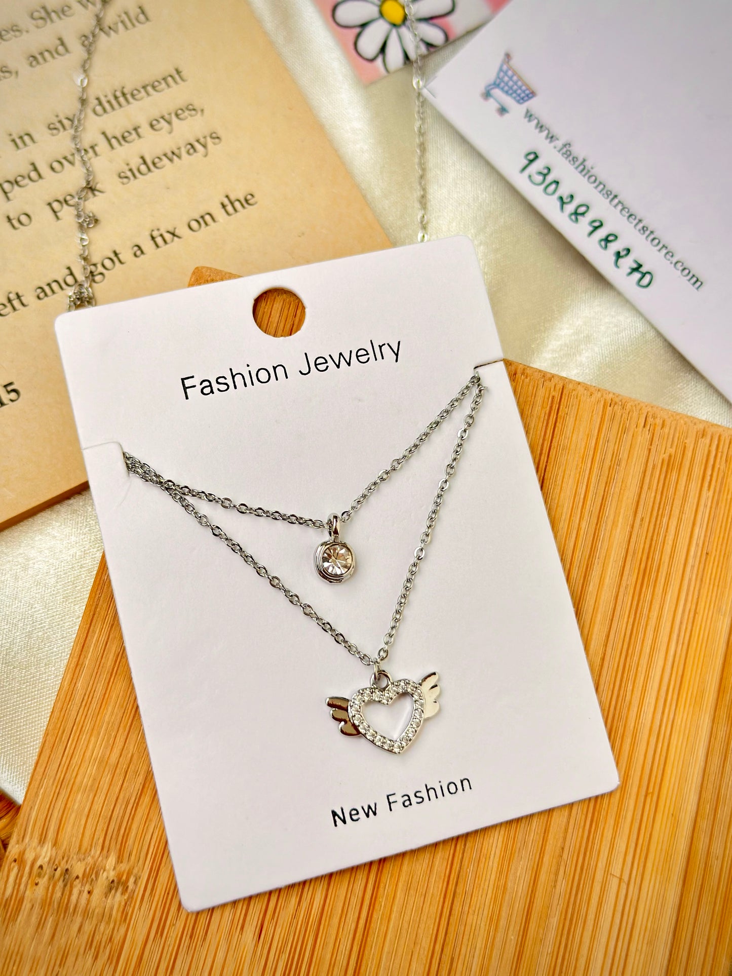 Angel wings double layer chain