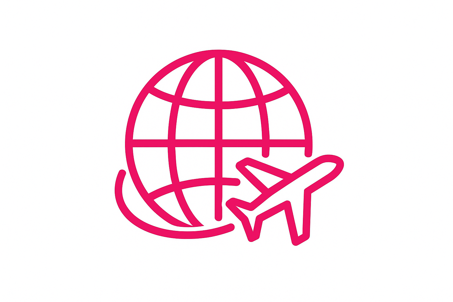 hot pink world with 1 airplan around for shipping. (only outline and big size for icon visibility)