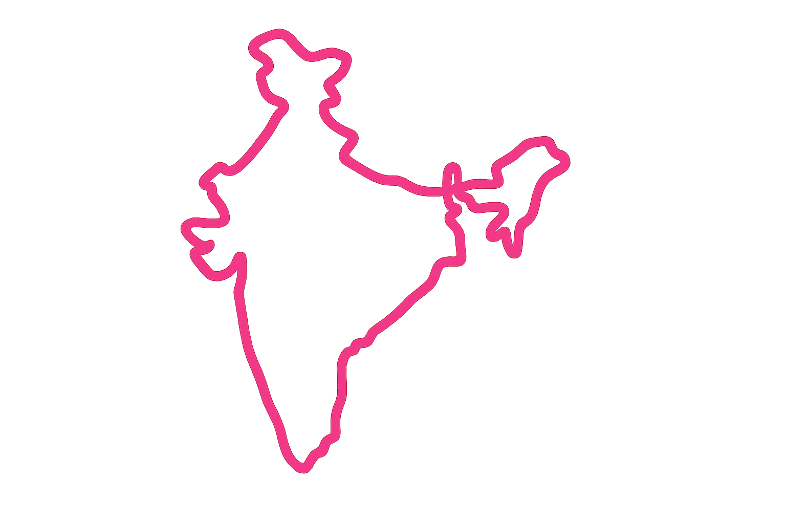 pink outline of india map which can be used as a icon and is big and clearly visible